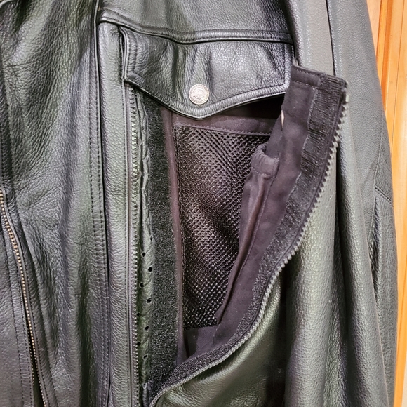HARLEY-DAVIDSON BLACK LEATHER MOTORCYCLE JACKET HEAVY DUTY MEN SIZE XL - Picture 7 of 16